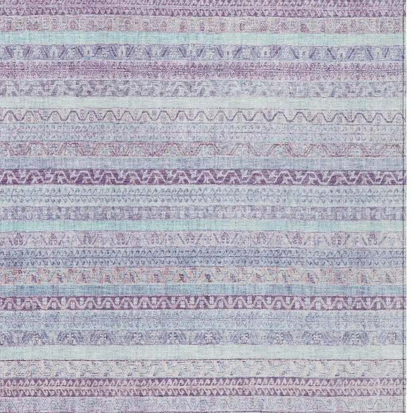 Pink And Lavender Striped Washable Indoor Outdoor Area Rug Photo 3