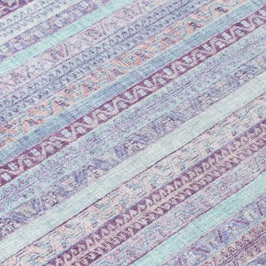 Pink And Lavender Striped Washable Indoor Outdoor Area Rug Photo 6