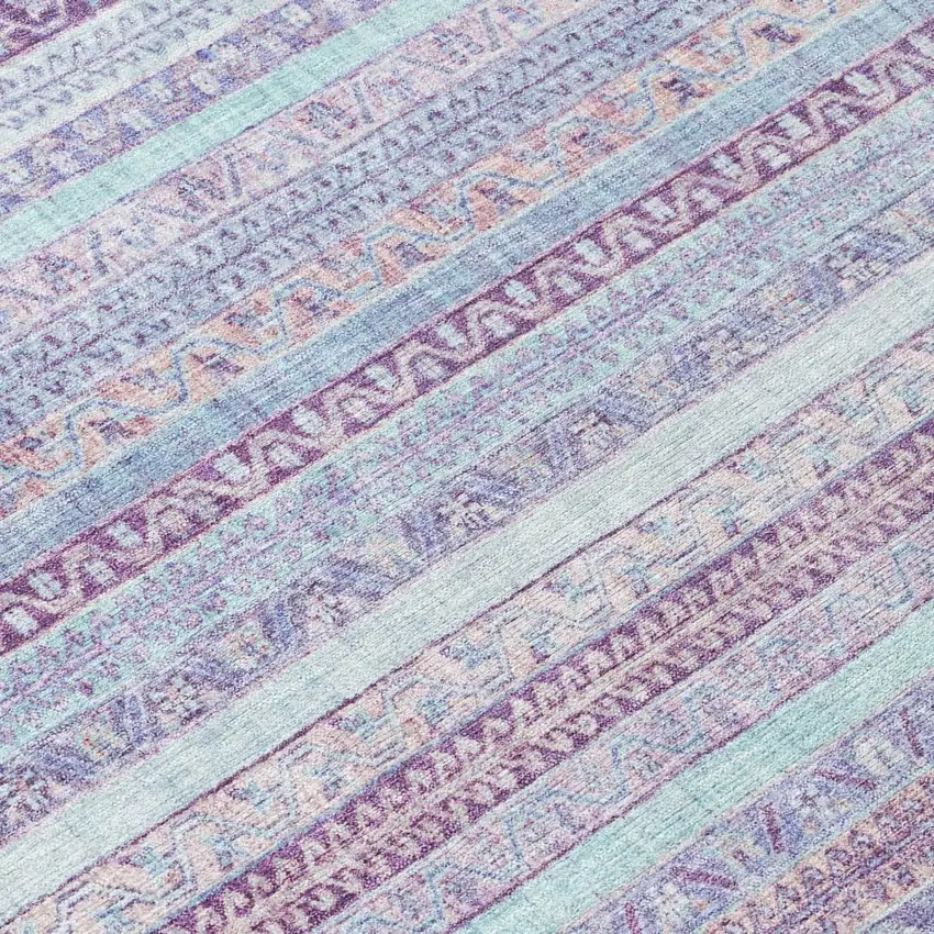 Pink And Lavender Striped Washable Indoor Outdoor Area Rug Photo 6
