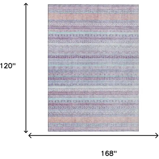 Pink And Lavender Striped Washable Indoor Outdoor Area Rug Photo 7