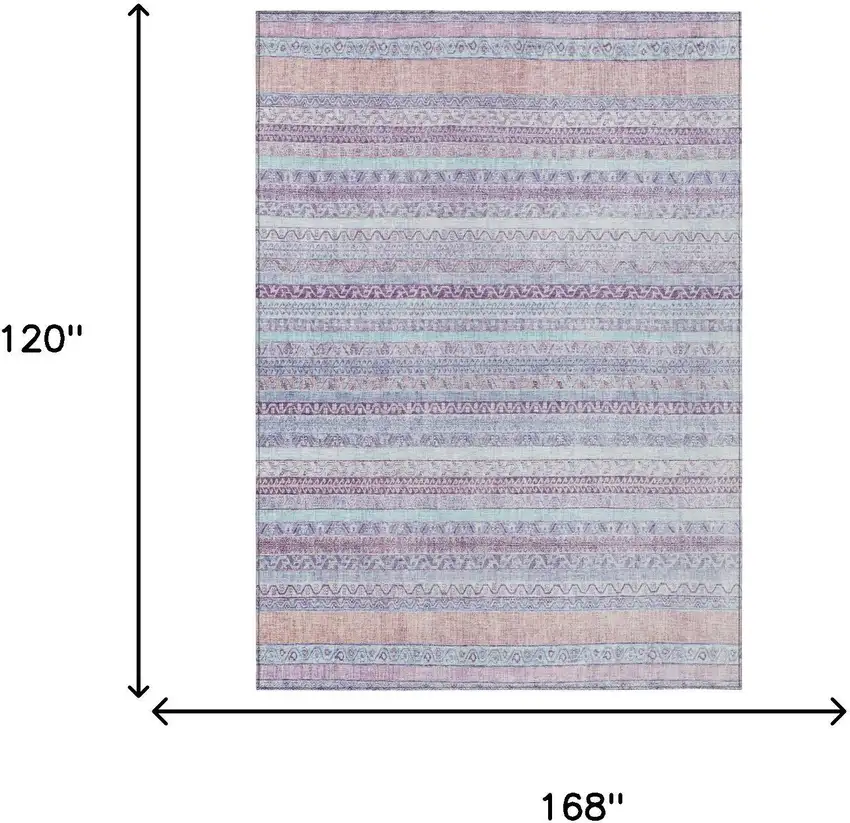 Pink And Lavender Striped Washable Indoor Outdoor Area Rug Photo 7