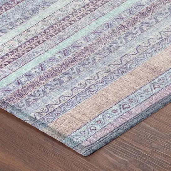 Pink And Lavender Striped Washable Indoor Outdoor Area Rug Photo 5