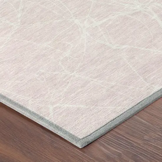 Pink And Linen Abstract Washable Indoor Outdoor Area Rug Photo 3