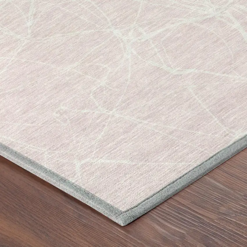 Pink And Linen Abstract Washable Indoor Outdoor Area Rug Photo 3