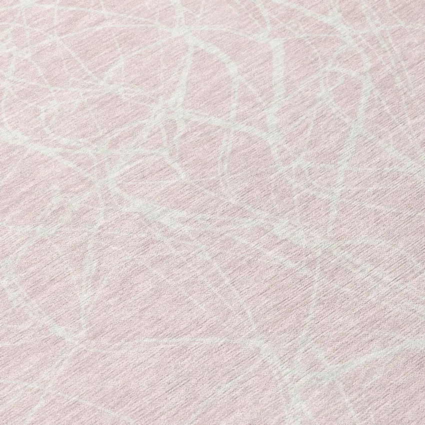 Pink And Linen Abstract Washable Indoor Outdoor Area Rug Photo 4