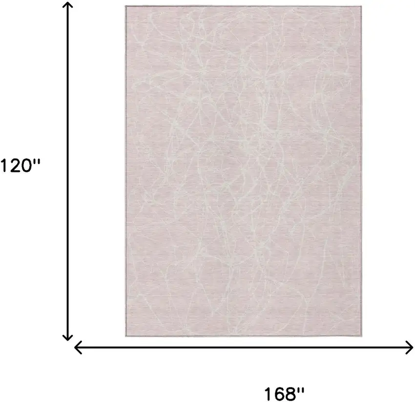 Pink And Linen Abstract Washable Indoor Outdoor Area Rug Photo 5