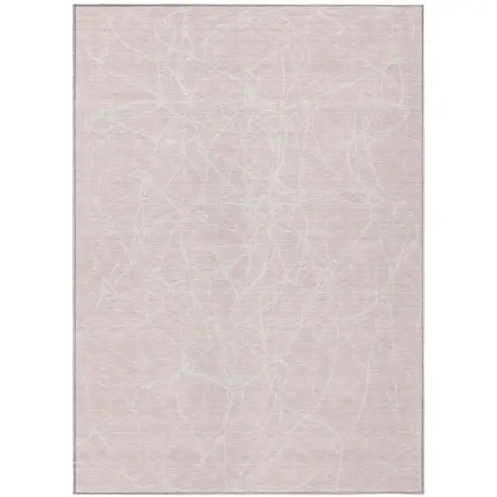 Pink And Linen Abstract Washable Indoor Outdoor Area Rug Photo 2