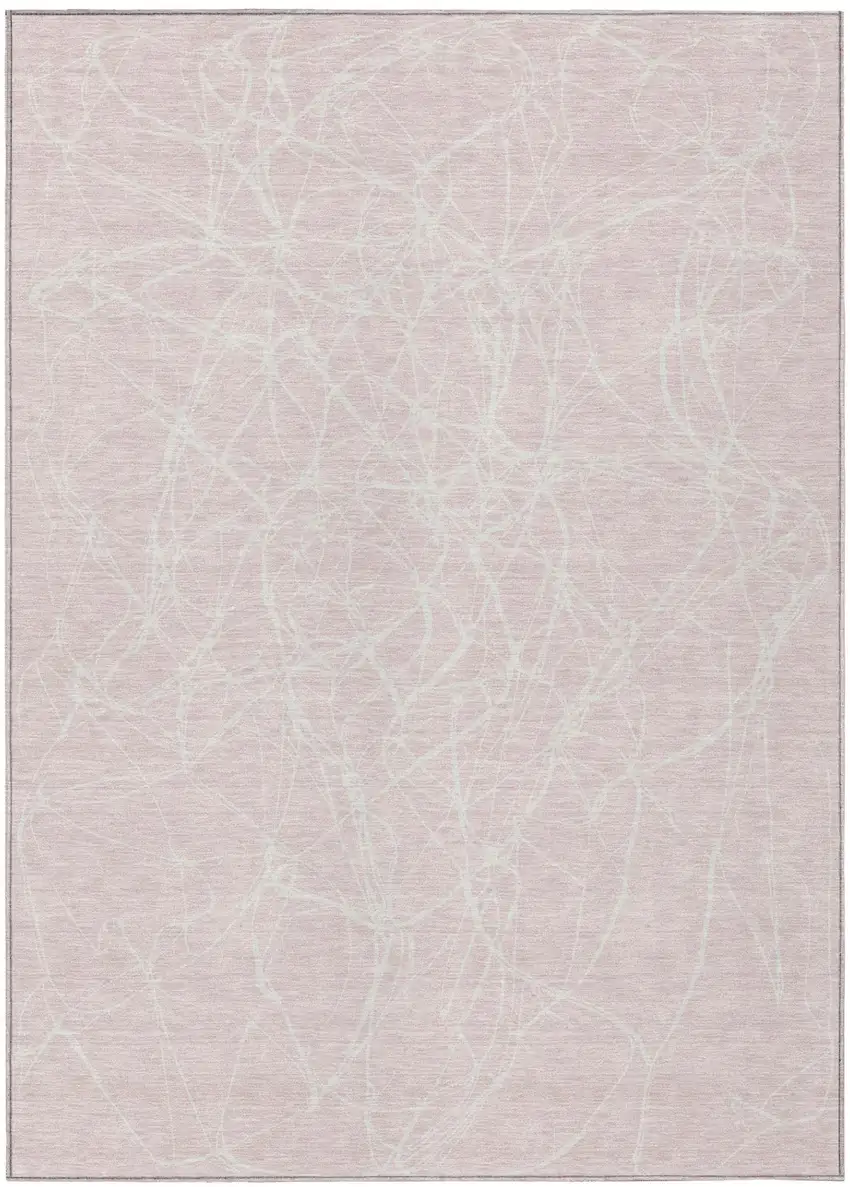 Pink And Linen Abstract Washable Indoor Outdoor Area Rug Photo 2