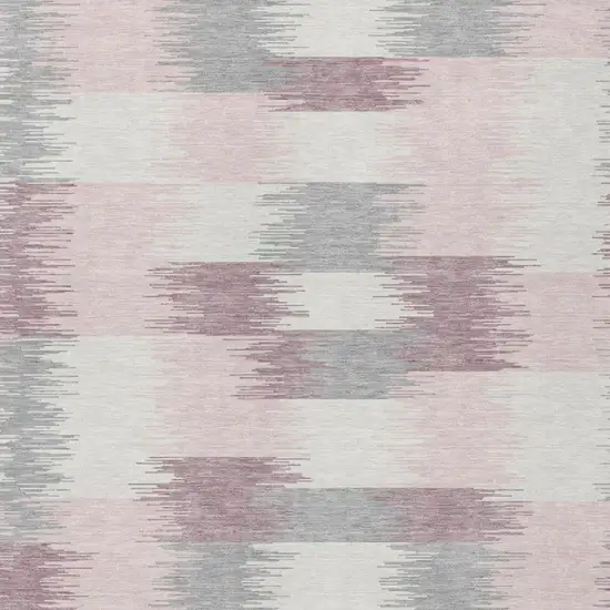 Pink And Linen Geometric Washable Indoor Outdoor Area Rug Photo 3