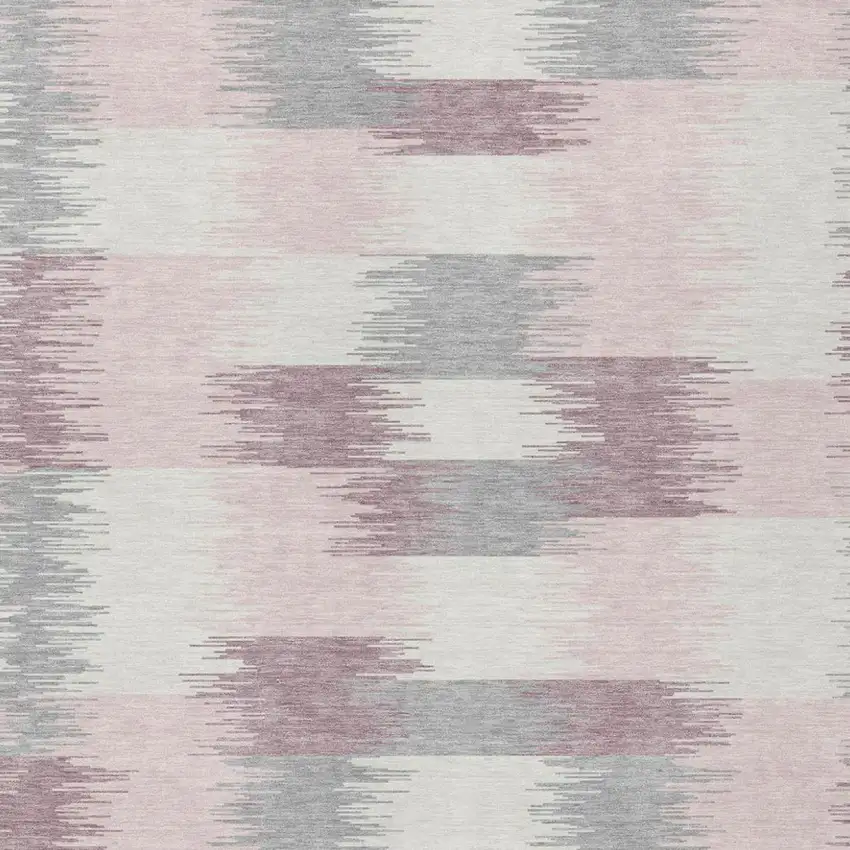Pink And Linen Geometric Washable Indoor Outdoor Area Rug Photo 3