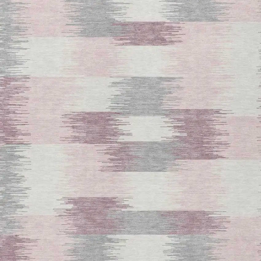 Pink And Linen Geometric Washable Indoor Outdoor Area Rug Photo 3