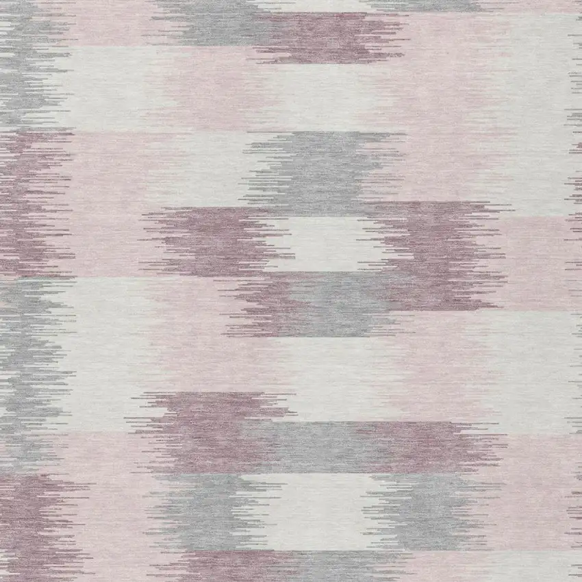Pink And Linen Geometric Washable Indoor Outdoor Area Rug Photo 2