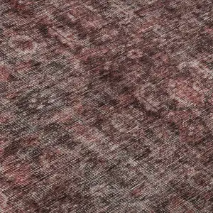 Photo of Pink And Mauve Damask Washable Area Rug With UV Protection