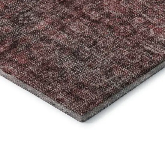 Pink And Mauve Damask Washable Area Rug With UV Protection Photo 7