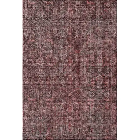 Pink And Mauve Damask Washable Area Rug With UV Protection Photo 3