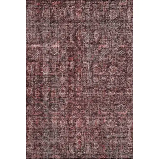 Pink And Mauve Damask Washable Area Rug With UV Protection Photo 1