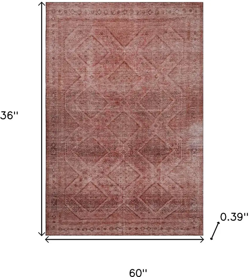 Pink And Mauve Geometric Washable Area Rug With UV Protection Photo 9