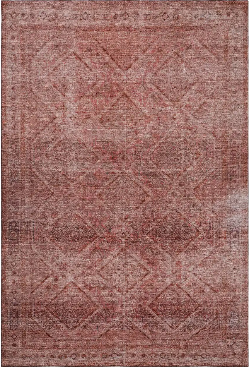 Pink And Mauve Geometric Washable Area Rug With UV Protection Photo 1