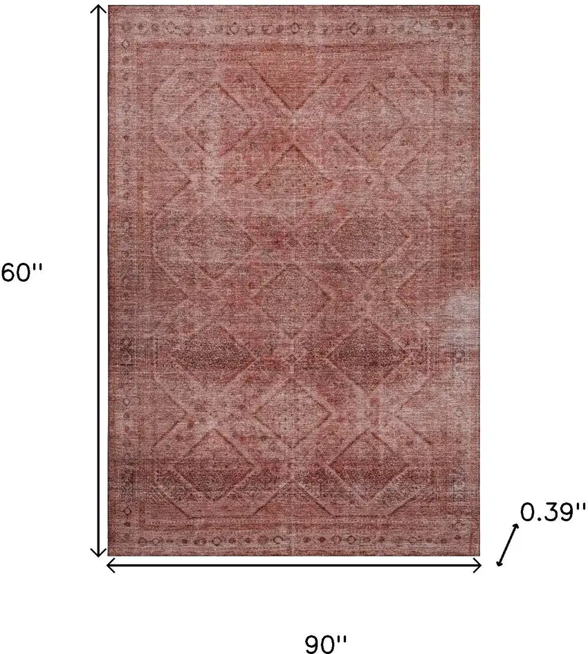 Pink And Mauve Geometric Washable Area Rug With UV Protection Photo 9
