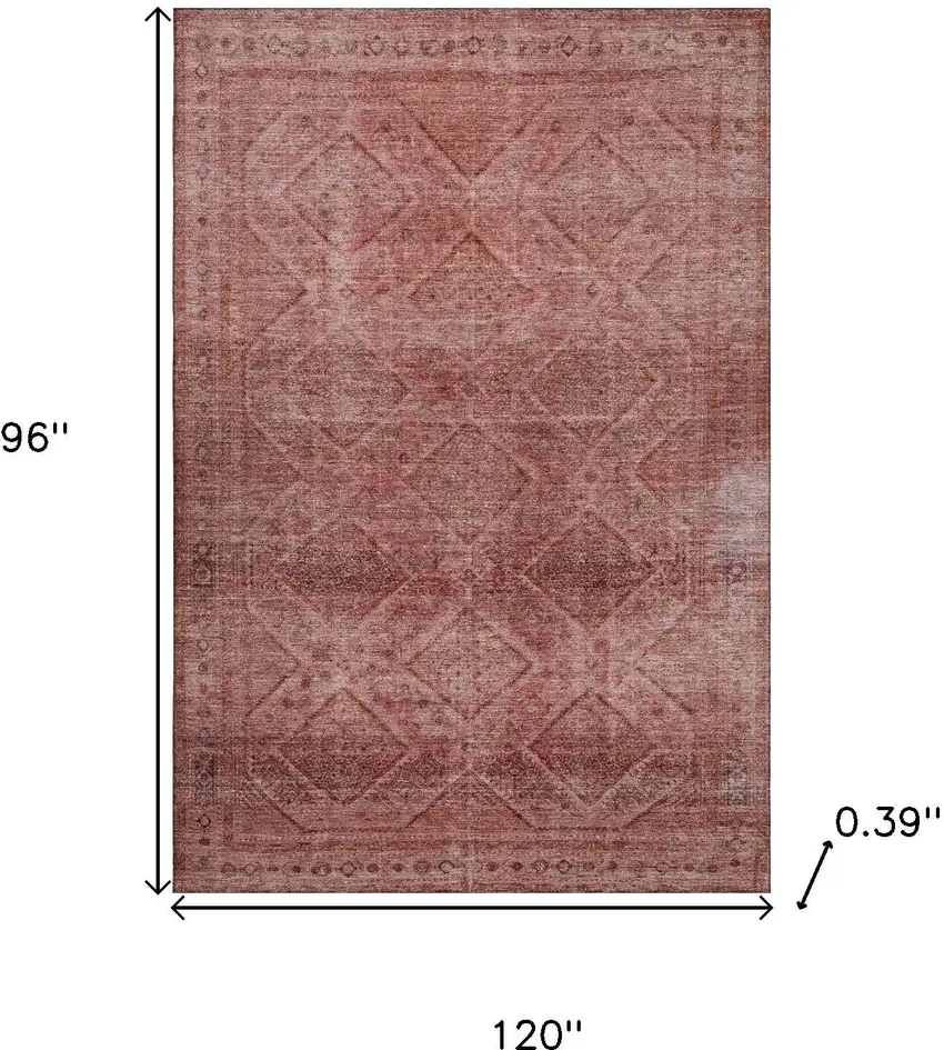 Pink And Mauve Geometric Washable Area Rug With UV Protection Photo 9