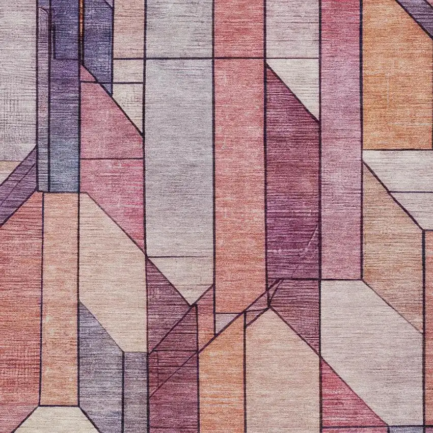 Pink And Mauve Geometric Washable Indoor Outdoor Area Rug Photo 8