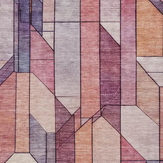 Pink And Mauve Geometric Washable Indoor Outdoor Area Rug Photo 8