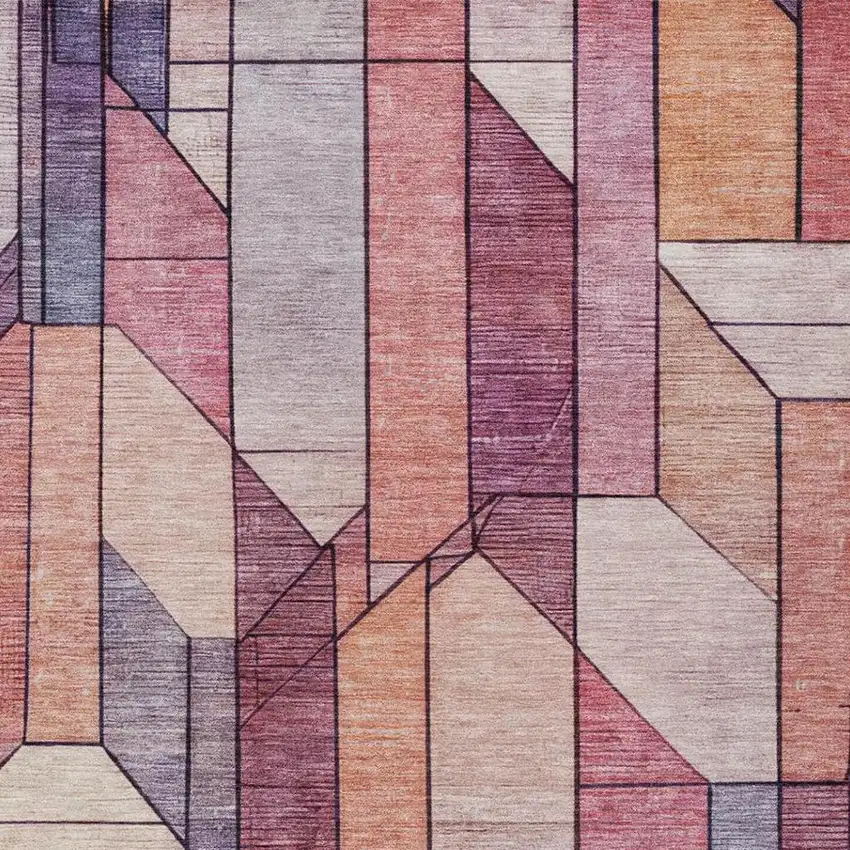 Pink And Mauve Geometric Washable Indoor Outdoor Area Rug Photo 2