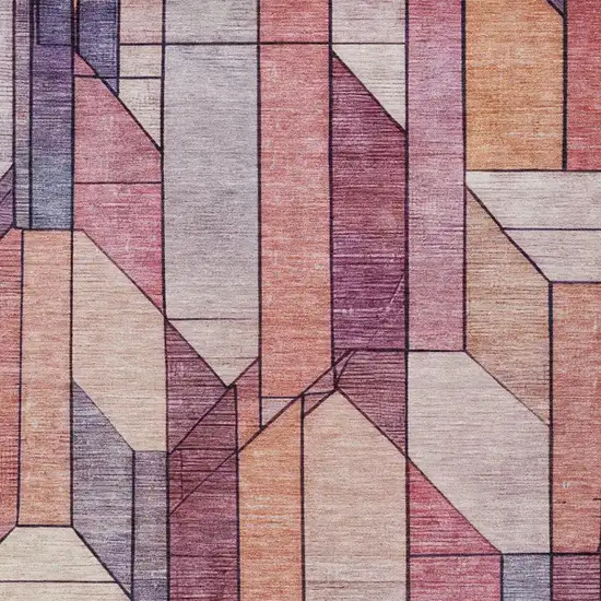 Pink And Mauve Geometric Washable Indoor Outdoor Area Rug Photo 2