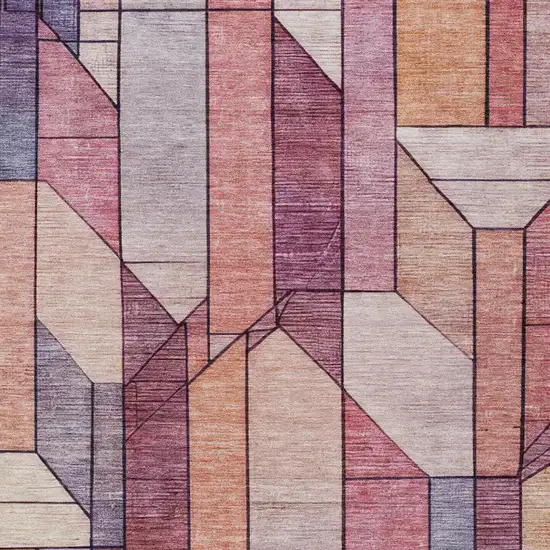 Pink And Mauve Geometric Washable Indoor Outdoor Area Rug Photo 6