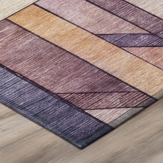 Pink And Mauve Geometric Washable Indoor Outdoor Area Rug Photo 4