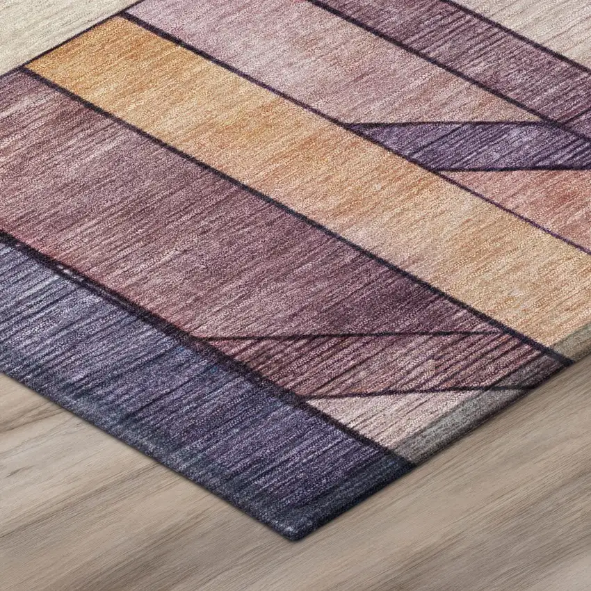 Pink And Mauve Geometric Washable Indoor Outdoor Area Rug Photo 4