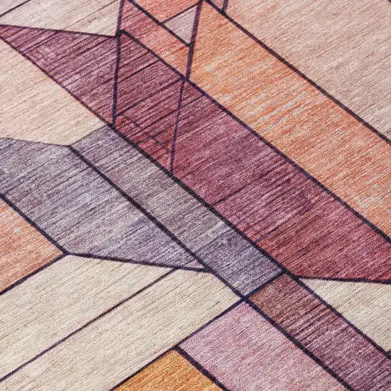 Pink And Mauve Geometric Washable Indoor Outdoor Area Rug Photo 9
