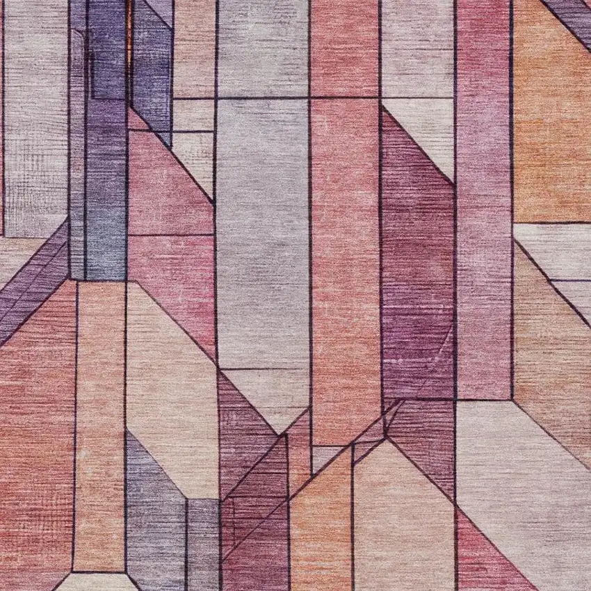 Pink And Mauve Geometric Washable Indoor Outdoor Area Rug Photo 8
