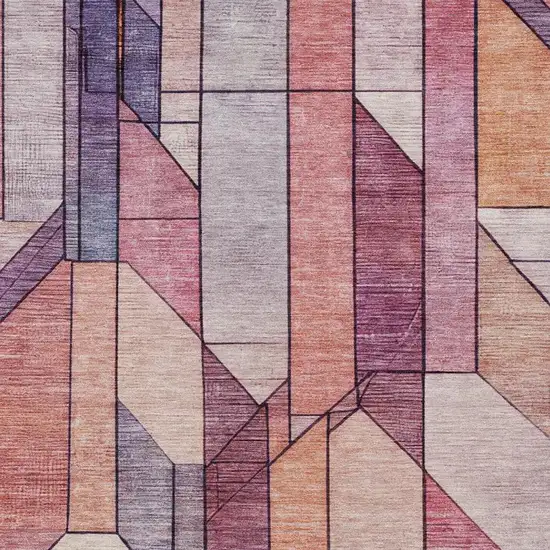Pink And Mauve Geometric Washable Indoor Outdoor Area Rug Photo 8