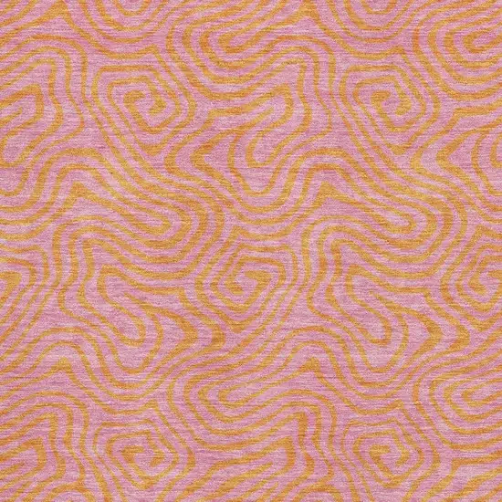 Pink And Orange Abstract Washable Area Rug With UV Protection Photo 2