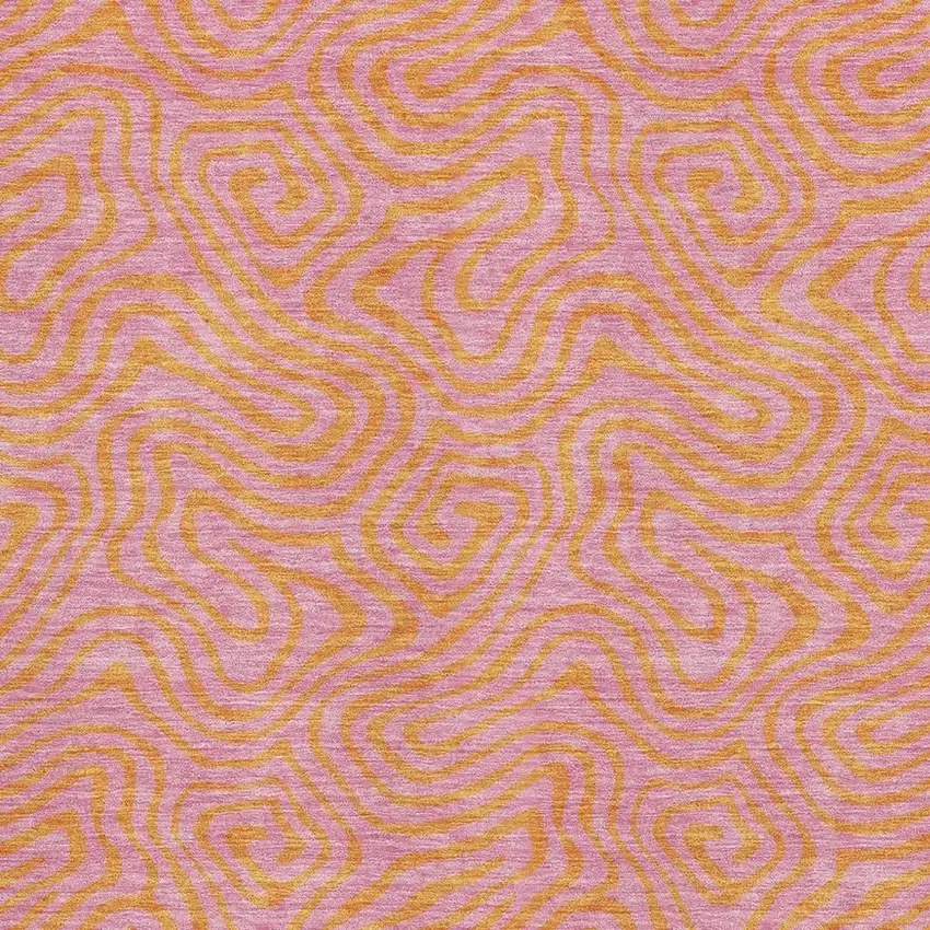 Pink And Orange Abstract Washable Area Rug With UV Protection Photo 2
