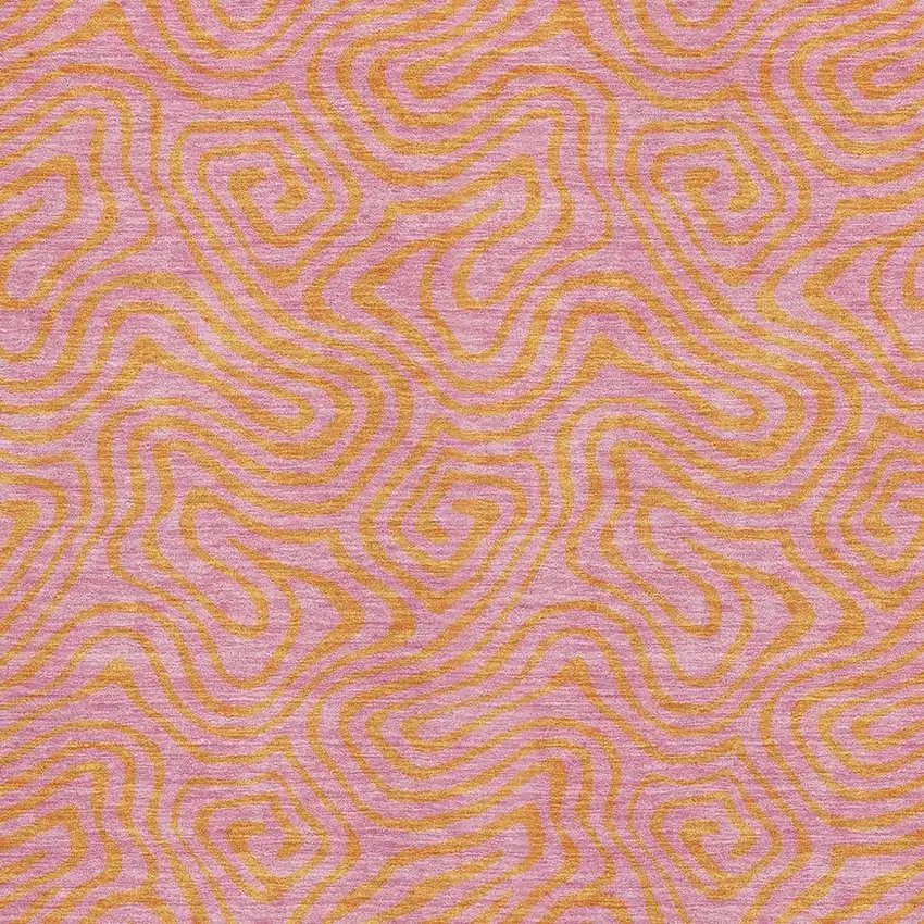 Pink And Orange Abstract Washable Area Rug With UV Protection Photo 2