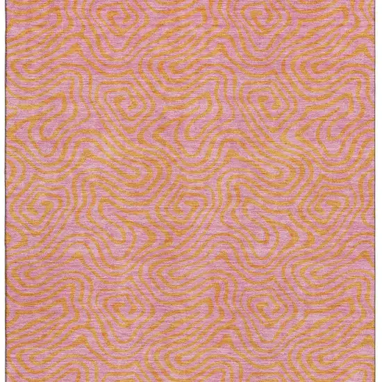 Pink And Orange Abstract Washable Area Rug With UV Protection Photo 3