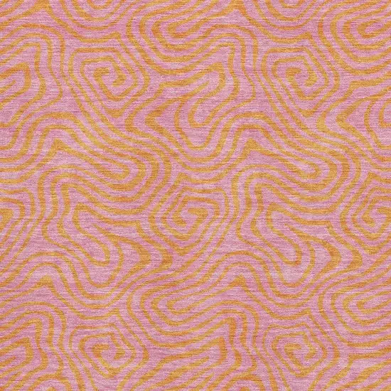 Pink And Orange Abstract Washable Area Rug With UV Protection Photo 2