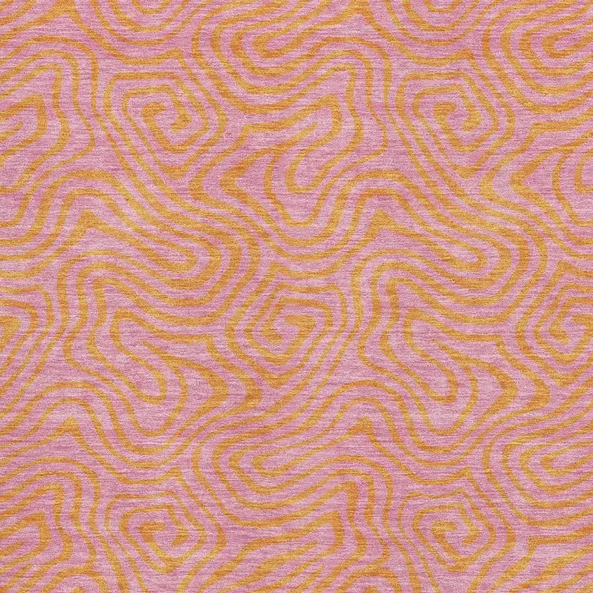 Pink And Orange Abstract Washable Area Rug With UV Protection Photo 2