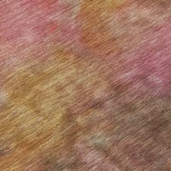 Pink And Orange Abstract Washable Indoor Outdoor Area Rug Photo 7