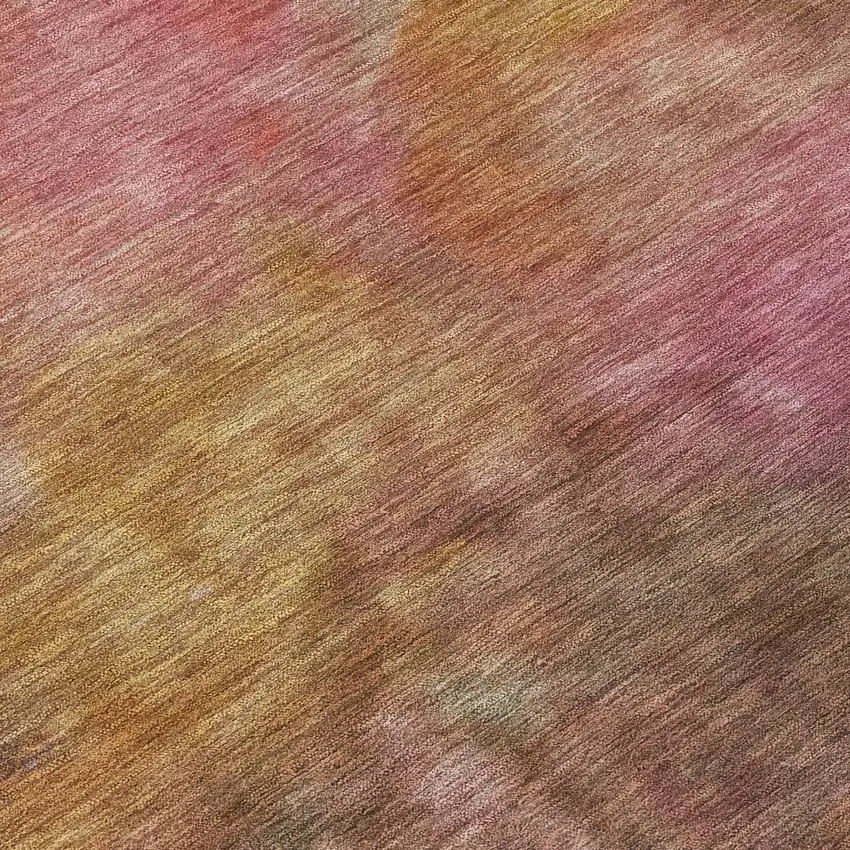 Pink And Orange Abstract Washable Indoor Outdoor Area Rug Photo 7