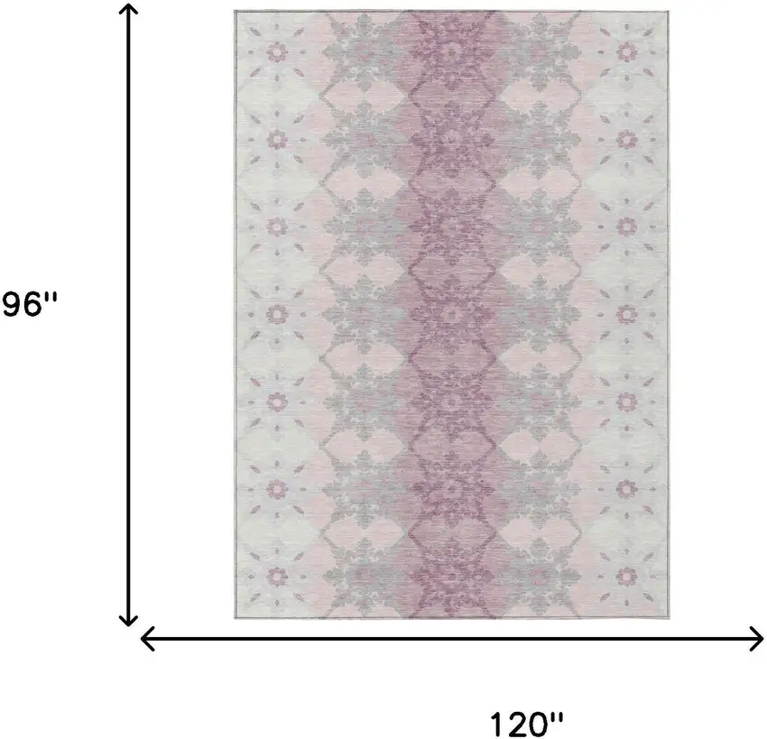 Pink And Pearl Floral Medallion Washable Indoor Outdoor Area Rug Photo 5