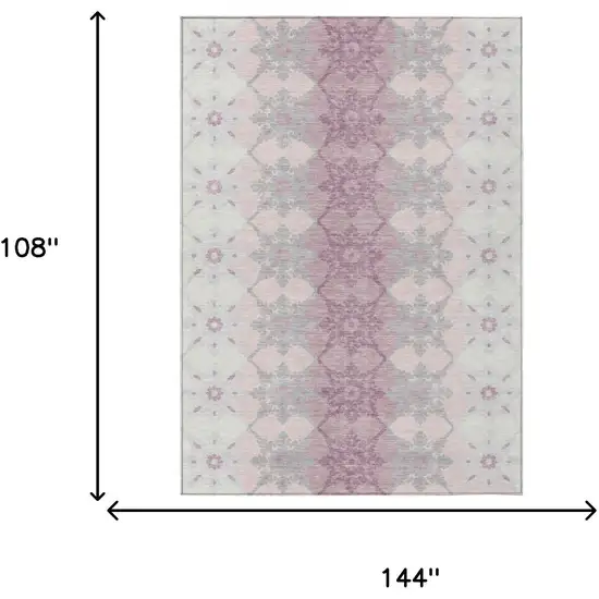 Pink And Pearl Floral Medallion Washable Indoor Outdoor Area Rug Photo 5