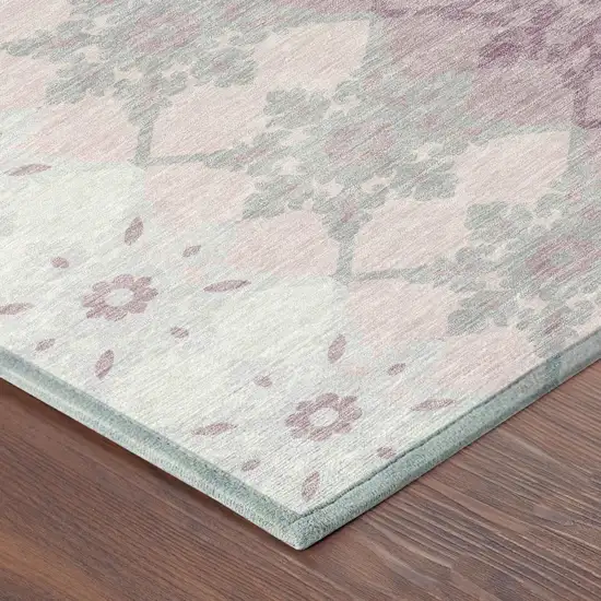 Pink And Pearl Floral Medallion Washable Indoor Outdoor Area Rug Photo 3
