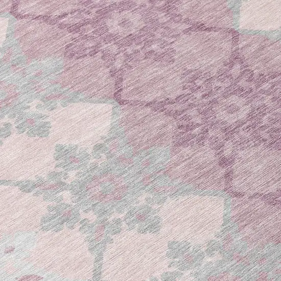 Pink And Pearl Floral Medallion Washable Indoor Outdoor Area Rug Photo 4