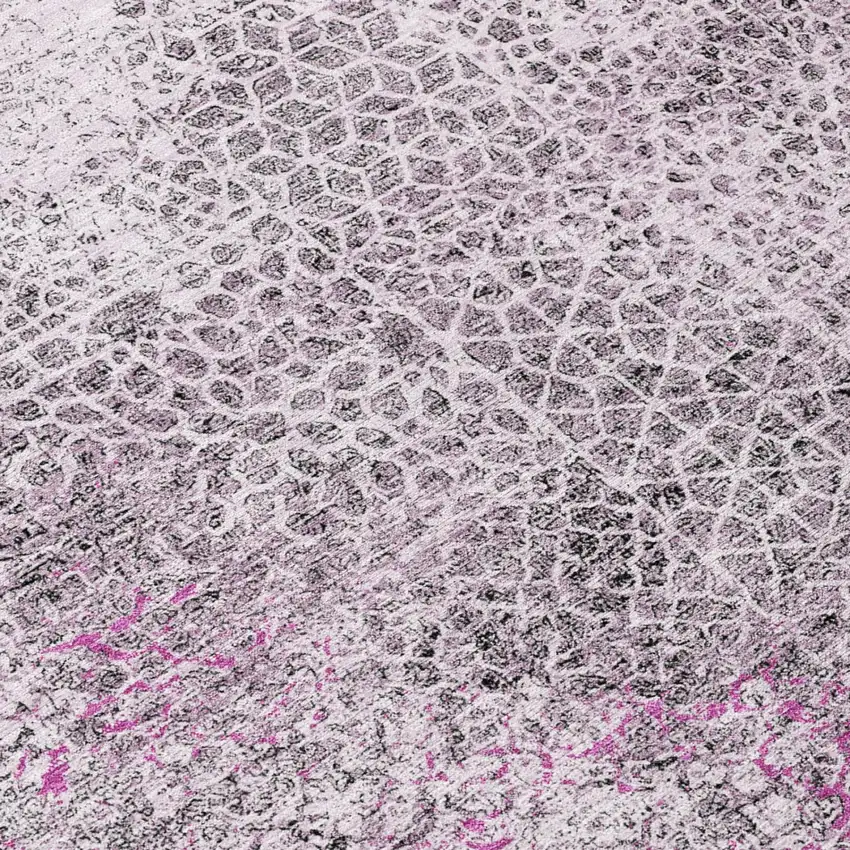 Pink And Pewter Abstract Washable Indoor Outdoor Area Rug Photo 6