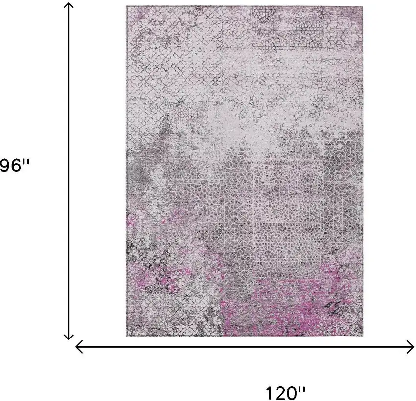 Pink And Pewter Abstract Washable Indoor Outdoor Area Rug Photo 7