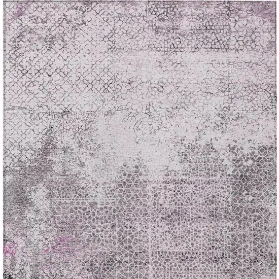 Pink And Pewter Abstract Washable Indoor Outdoor Area Rug Photo 3