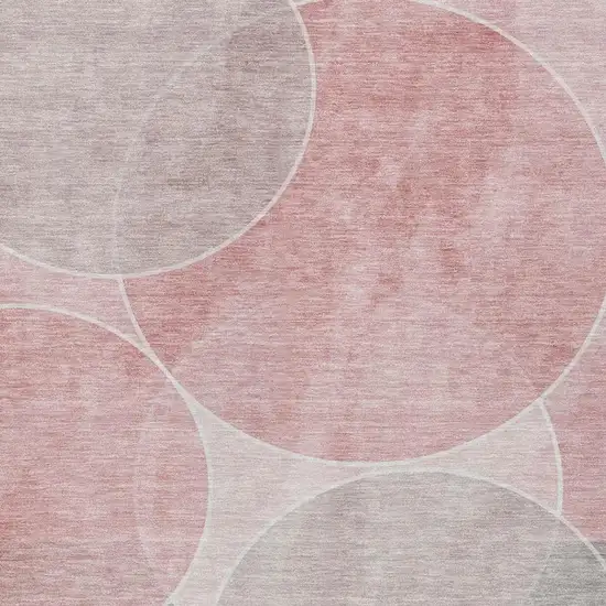 Pink And Pewter Geometric Washable Indoor Outdoor Area Rug Photo 3